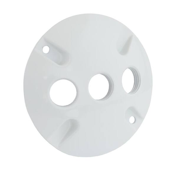 Commercial Electric 1/2 in. White 3-Holes 4 in. Round Weatherproof ...