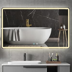 60 in. W x 36 in. H Modern Large Rectangular Dimmable Frameless Wall Mounted Smart LED Bathroom Vanity Mirror in Silver