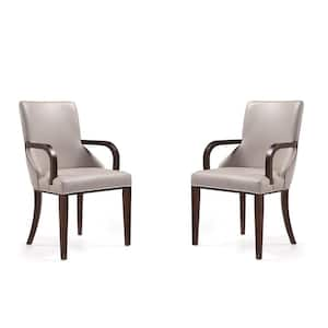 Shubert Light Grey Faux Leather and Velvet Dining Armchair (Set of 2)