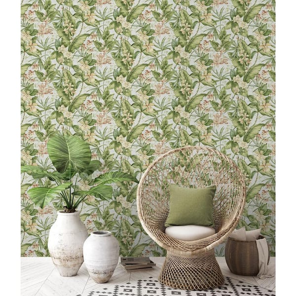 Paradise Point Floral Spa Vinyl Peel and Stick Wallpaper Roll (Covers 30.75 sq. ft. )