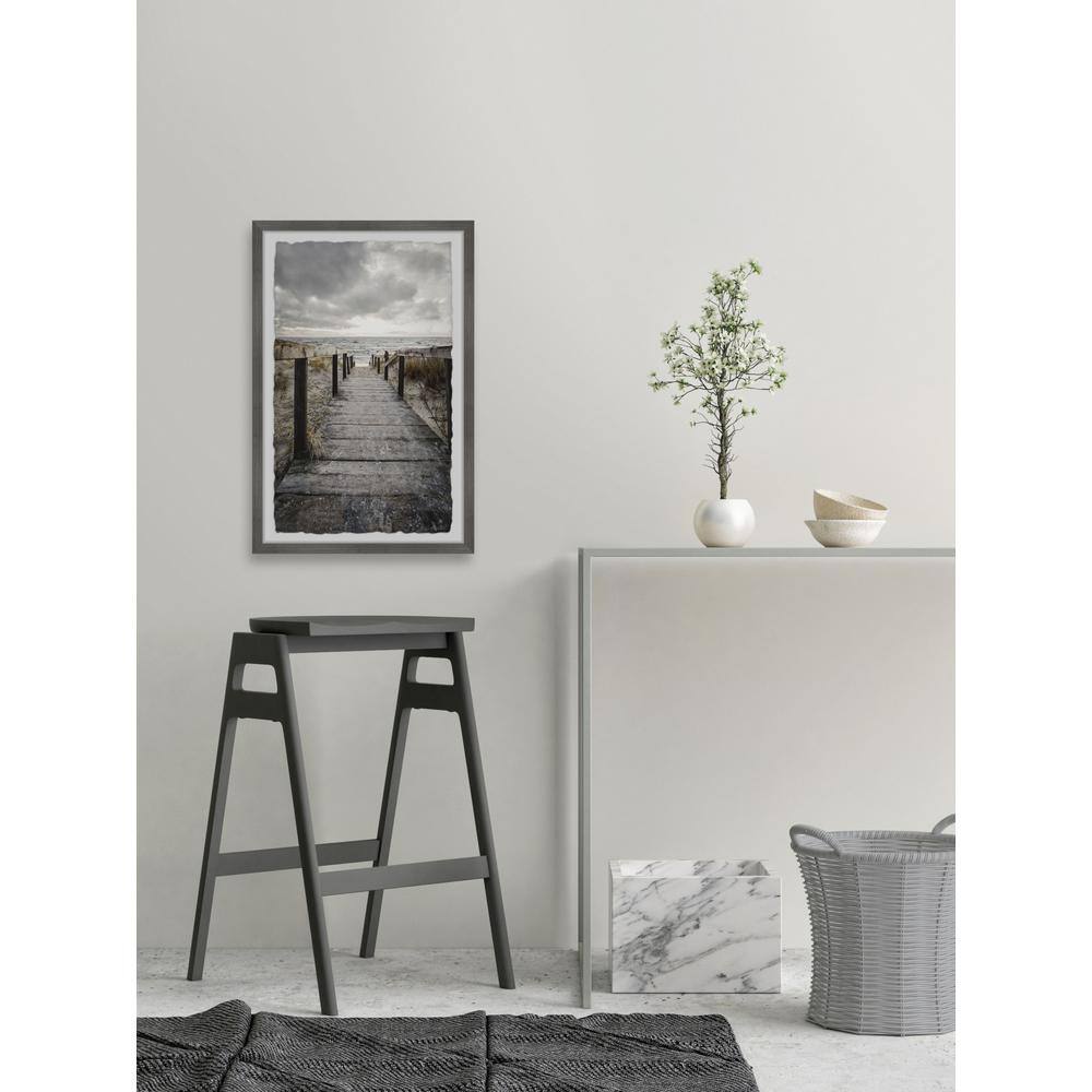 Cloudy Beach Pathway Framed Nature Art Print 12" x 8"
