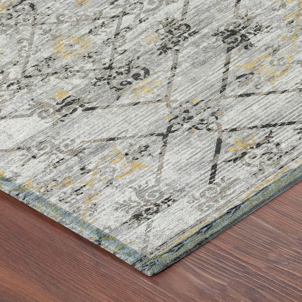 Chantille Machine Washable Indoor/Outdoor Abstract ACN2665 Silver 10 ft. x 14 ft. Area Rug