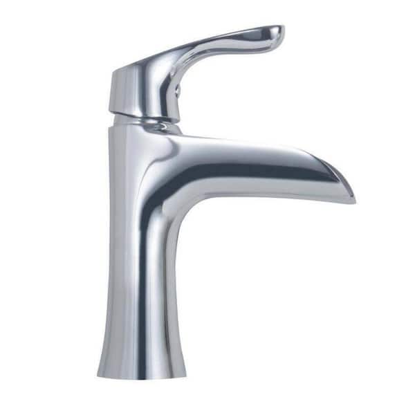 Lukvuzo Single Handle Deck Mount Single Hole Waterfall Spout Bathroom Faucet in Chrome for Bathroom Vanity Sink