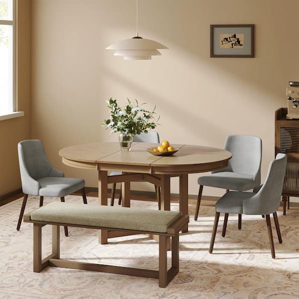 JAYDEN CREATION 6-Piece Clara Gray Versatile Solid Wood Frame Dining Sets