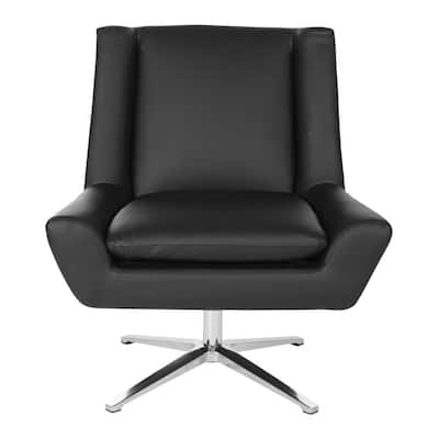 Black Faux Leather and Aluminum Base Swivel Guest Chair