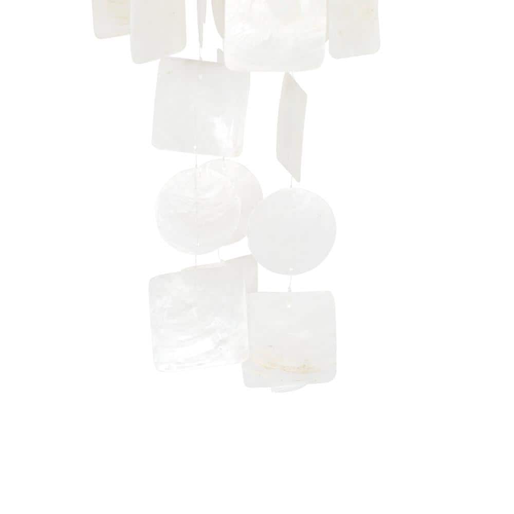 20" White Capiz Shell Waterfall Wind Chime with Oak Finish