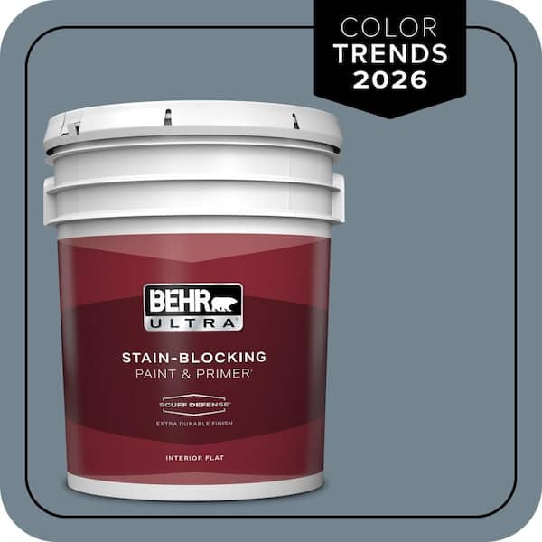BEHR ULTRA 5 gal. #N480-5 Adirondack Blue Extra Durable Flat Interior Paint & Primer