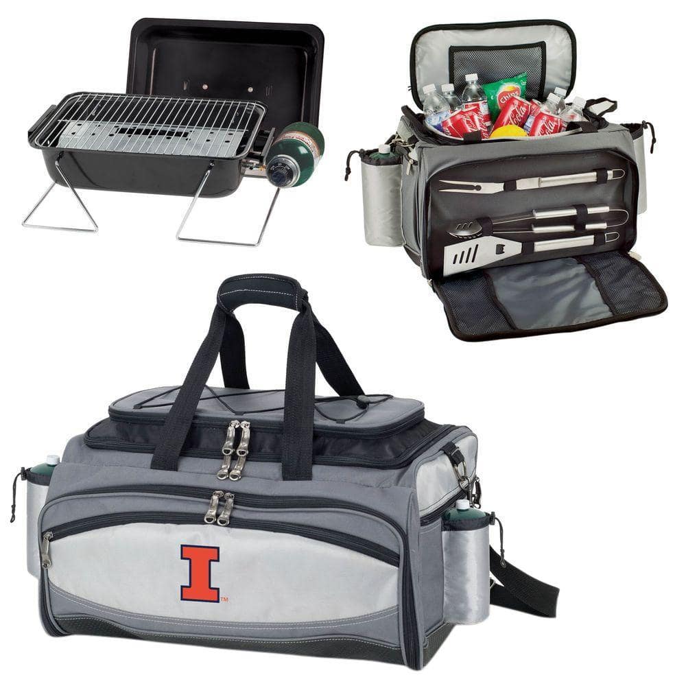 Vulcan Illinois Tailgating Cooler and Propane Gas Grill Kit with Digital Logo -  Picnic Time, 770-00-175-214