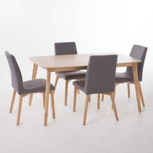 Orrin 5-Piece Dark Grey and Natural Oak Dining Set