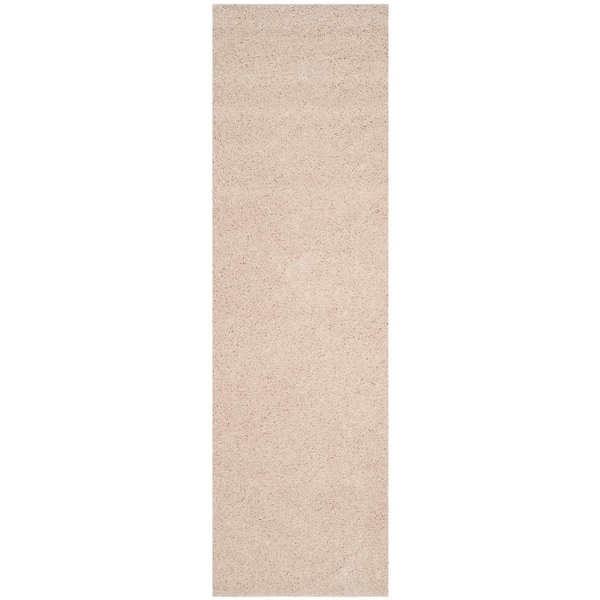 SAFAVIEH Arizona Shag Beige 2 ft. x 8 ft. Solid Runner Rug