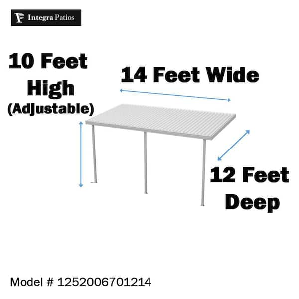 14 ft. x 12 ft. White Aluminum Frame Patio Cover, 3 Posts 20 lbs. Snow Load