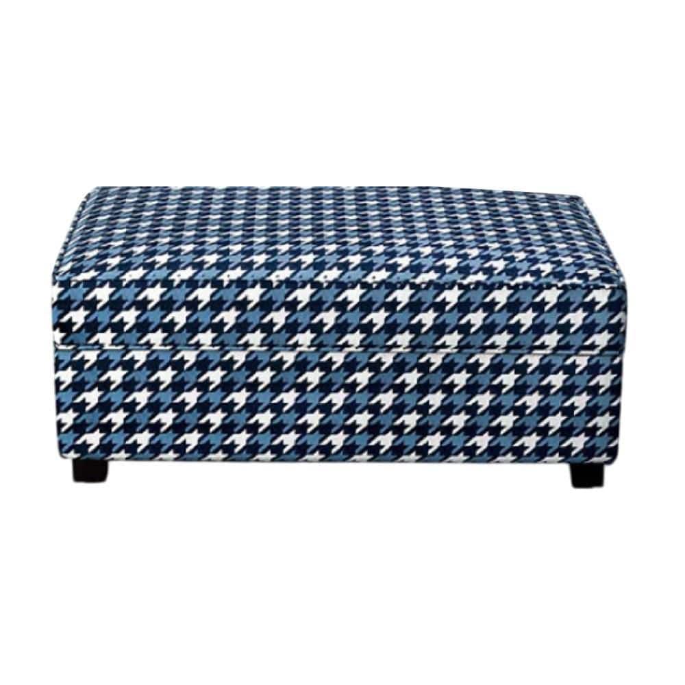 Colin Ottoman, Gray Blue White Houndstooth Polyester, 40in Rectangular Blue and White Polyester Rectangle Accent Ottoman price history on PriceWatchPro