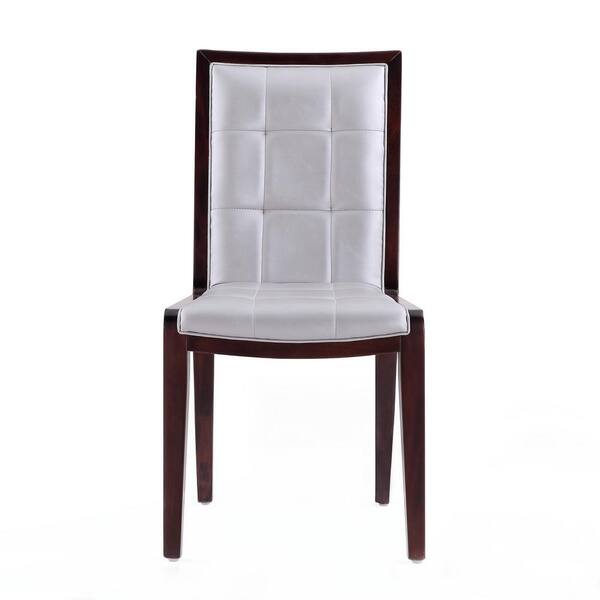 Manhattan Comfort Executor Silver Faux Leather Dining Chair Set