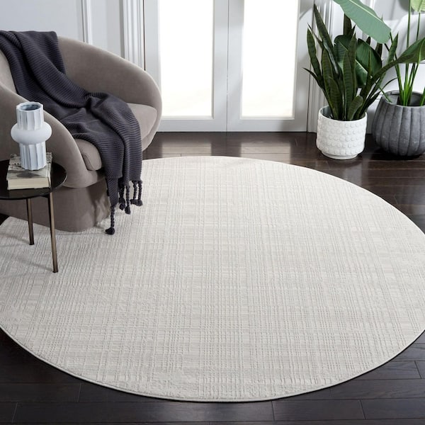 Whisper 7 ft. x 7 ft. Ivory/Ivory Solid Crosstitch Round Area Rug