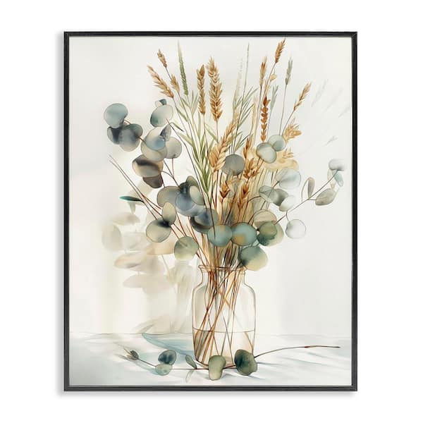 Stupell Industries Gathered Eucalyptus Herbs by Steve Huntziker Black Framed Nature Giclee Art Print 14 in. x 11 in.