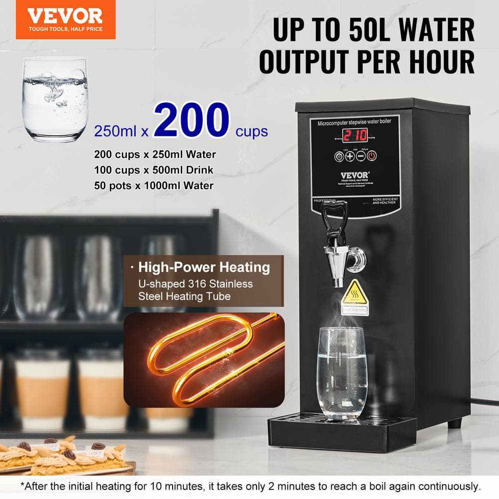 VEVOR Black Stainless Steel 10L Commercial Water Boiler