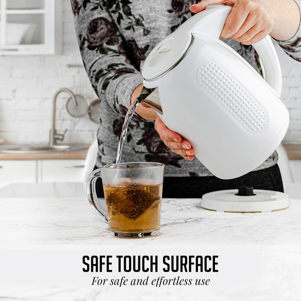 White 1.7L Stainless Steel Electric Kettle with Auto Shut Off