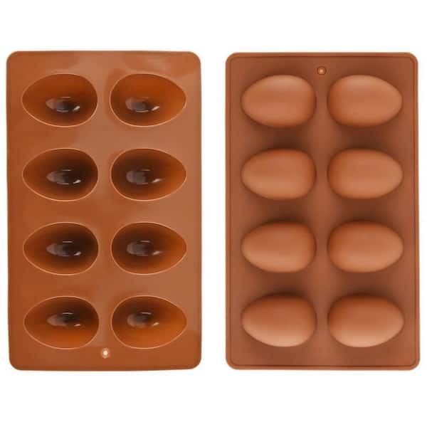 8 Cavity Silicone Baking Pan with Egg Pan, Tray, Egg Shape, Ice Tray for Cake, Chocolate, Candy, Jello and Bread(2-Pack)