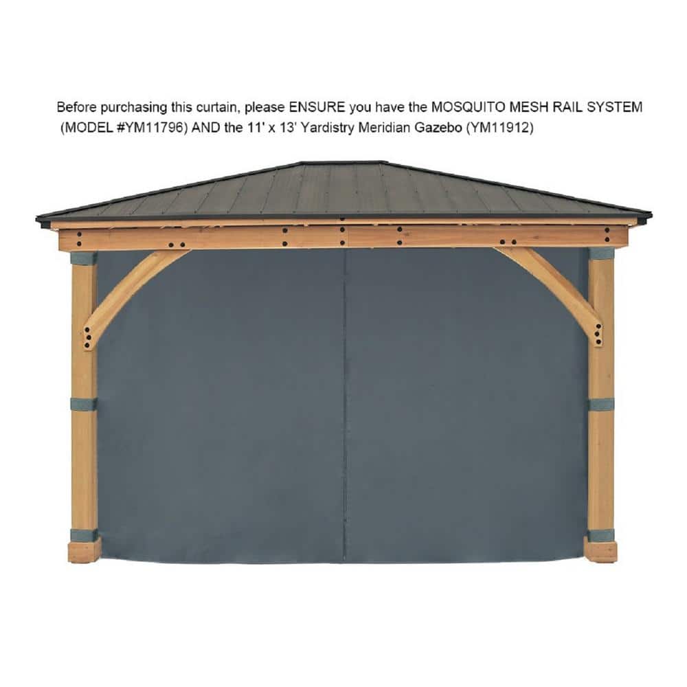 Gray Weather-Resistant 4-Sided Privacy Curtain for 11 ft. x 13 ft. Gazebo