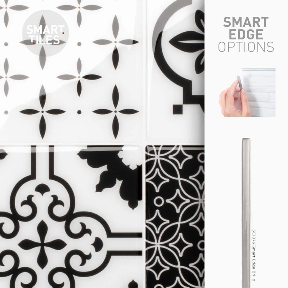 Vintage Black and White Peel and Stick Gel Backsplash Tile