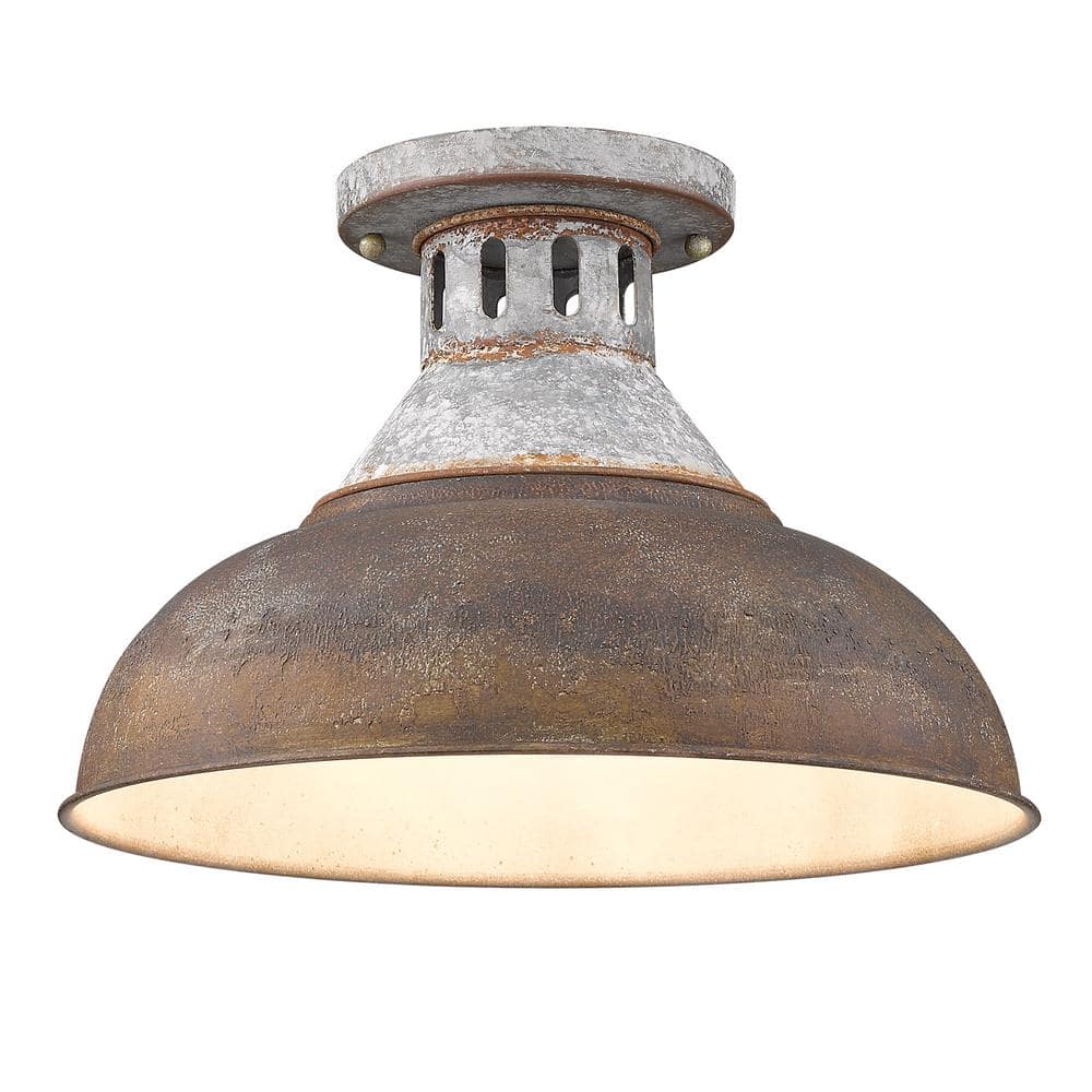 Kinsley 9.63 in. 1-Light Aged Steel Semi-Flush Mount price history on PriceWatchPro