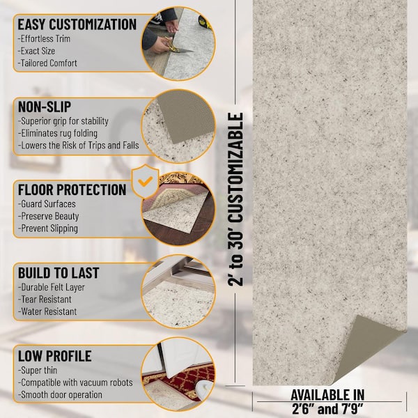 Premium Absorbent Non-Slip Rug Pad, Spill Protection and Floor Safety 3 ft. X 5 ft. Polyester Garage Flooring, Beige