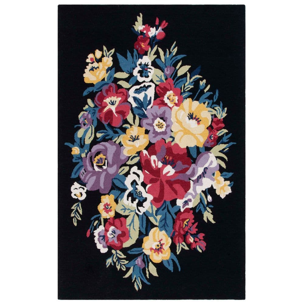 Chelsea 3 ft. x 5 ft. Black/Rose Oversized Floral Area Rug price history on PriceWatchPro