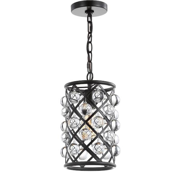Gabrielle 8 in. 1-Light Oil Rubbed Bronze Metal/Crystal LED Pendant