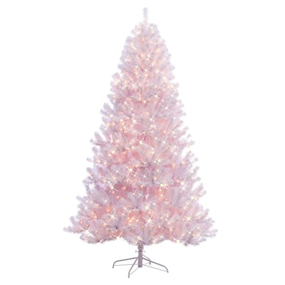 7.5 ft. Pre-Lit Incandescent Northern Fir White PVC Artificial Christmas Tree with 600 UL Clear Lights