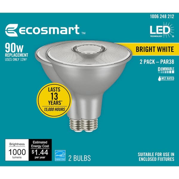 ~ kant ironie Lief EcoSmart 90-Watt Equivalent PAR38 Dimmable Flood LED Light Bulb Bright  White (2-Pack) A20PR3890WESD32 - The Home Depot