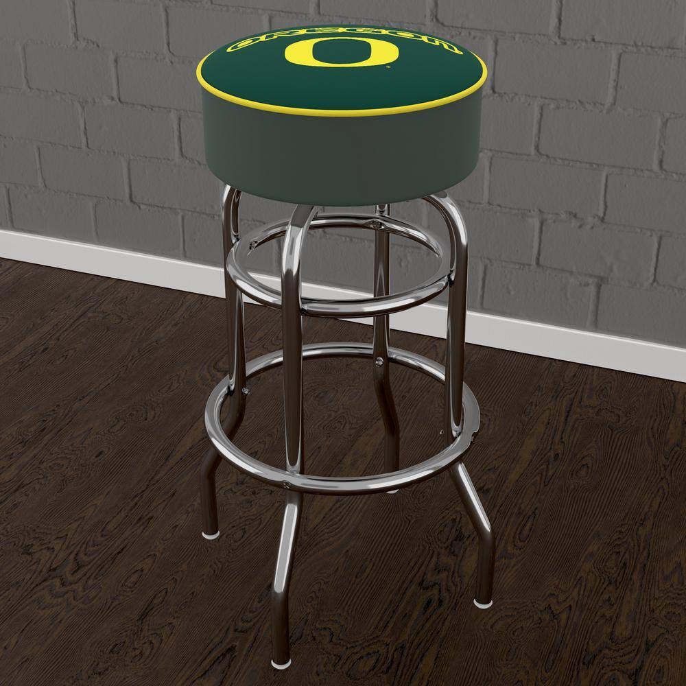 University of Oregon 31 in. Yellow Backless Metal Bar Stool with Vinyl