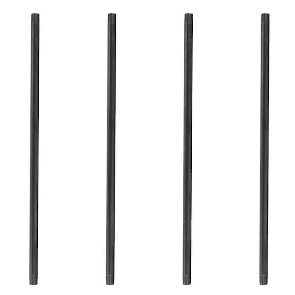 PIPE DECOR 3/4 in. x 60 in. Industrial Steel Grey Plumbing Pipe in Black (4-Pack)