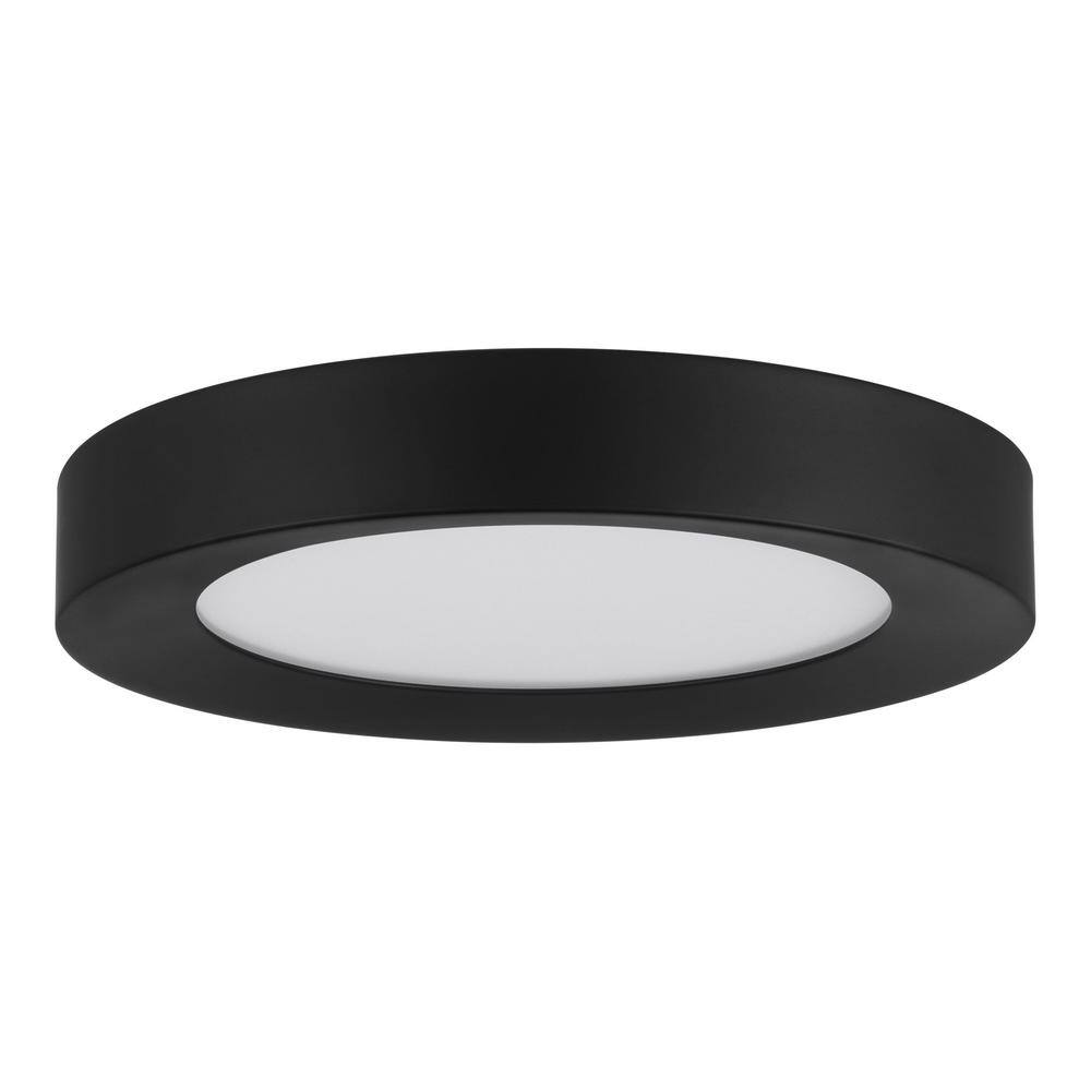 Home Decorators Collection Calloway 11 in. Matte Black Integrated LED 5CCT Flush Mount JXM3001L