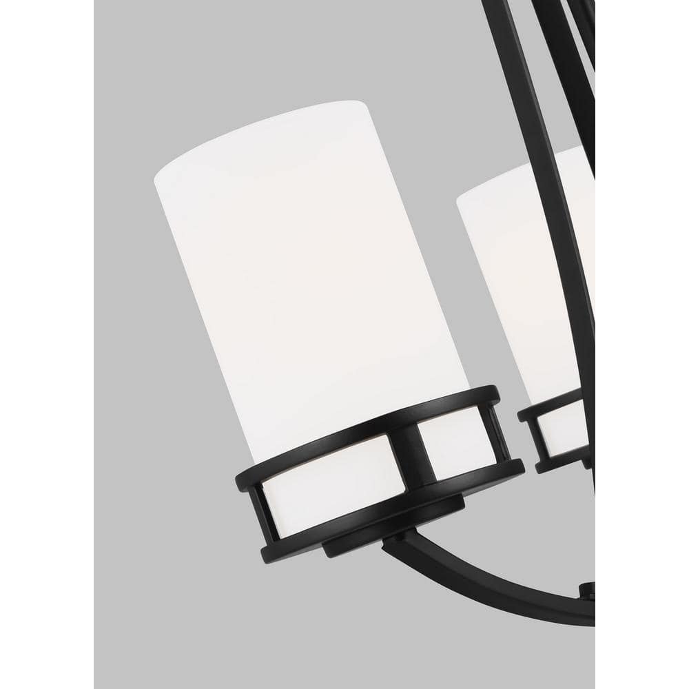 Robie Midnight Black 3-Light Chandelier with Etched Glass Shades