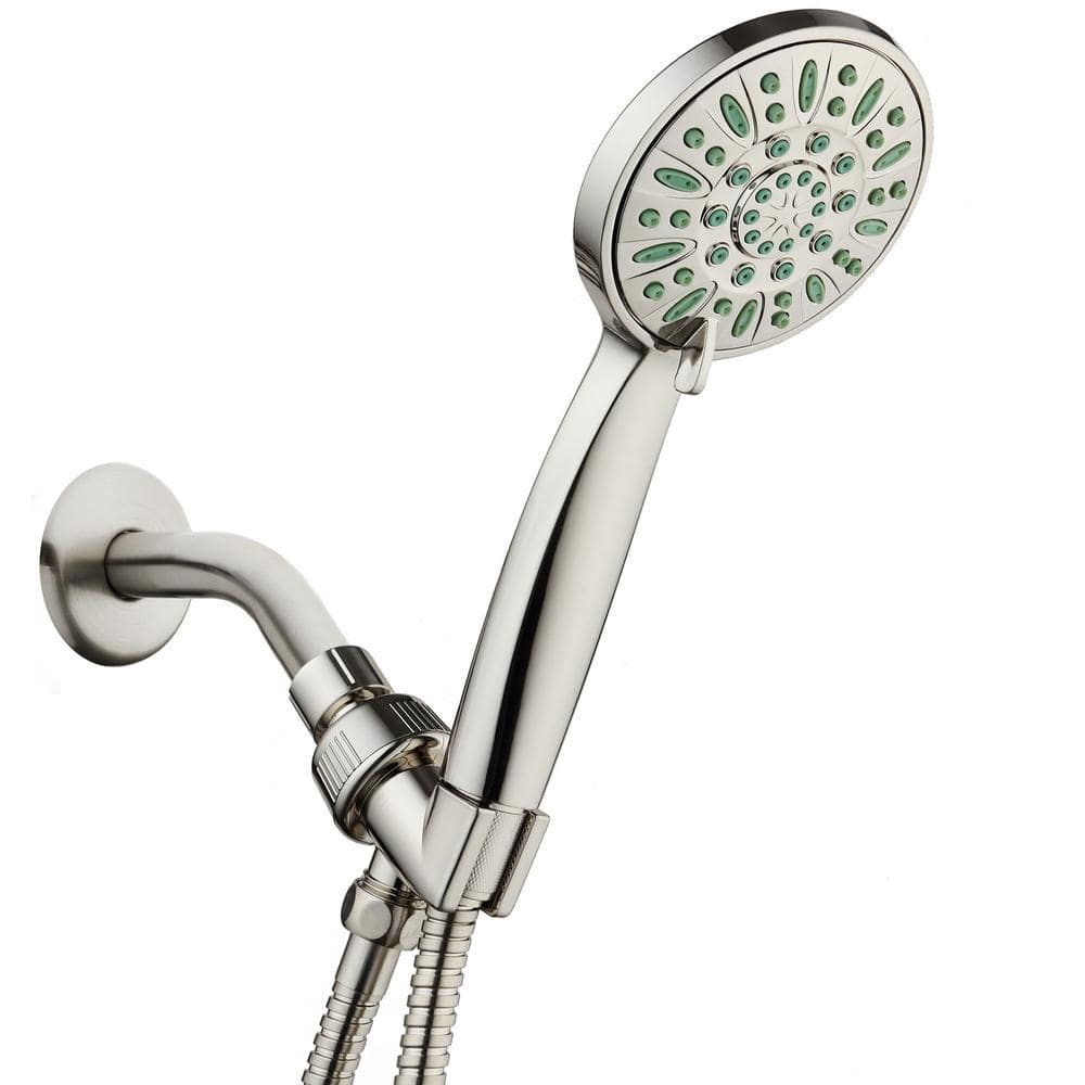 Antimicrobial 6-Spray Patterns 4 in. Single Wall Mount Handheld Showerhead 