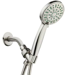 Antimicrobial 6-Spray Patterns 4 in. Single Wall Mount Handheld Showerhead in Brushed Nickel Finish High Pressure
