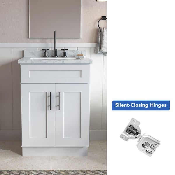 24 in. W x 21 in. D x 34.5 in. H Ready to Assemble Solid Wood Shaker Sink Base Bath Cabinet in White
