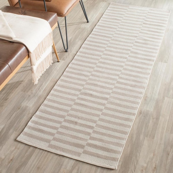 Montauk Ivory/Light Gray 2 ft. x 7 ft. Striped Runner Rug