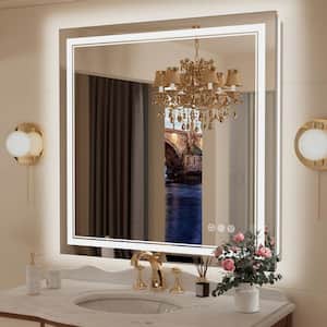 36 in. W x 36 in. H Rectangular Frameless LED Light Anti-Fog Wall Bathroom Vanity Mirror with Frontlit and Backlit