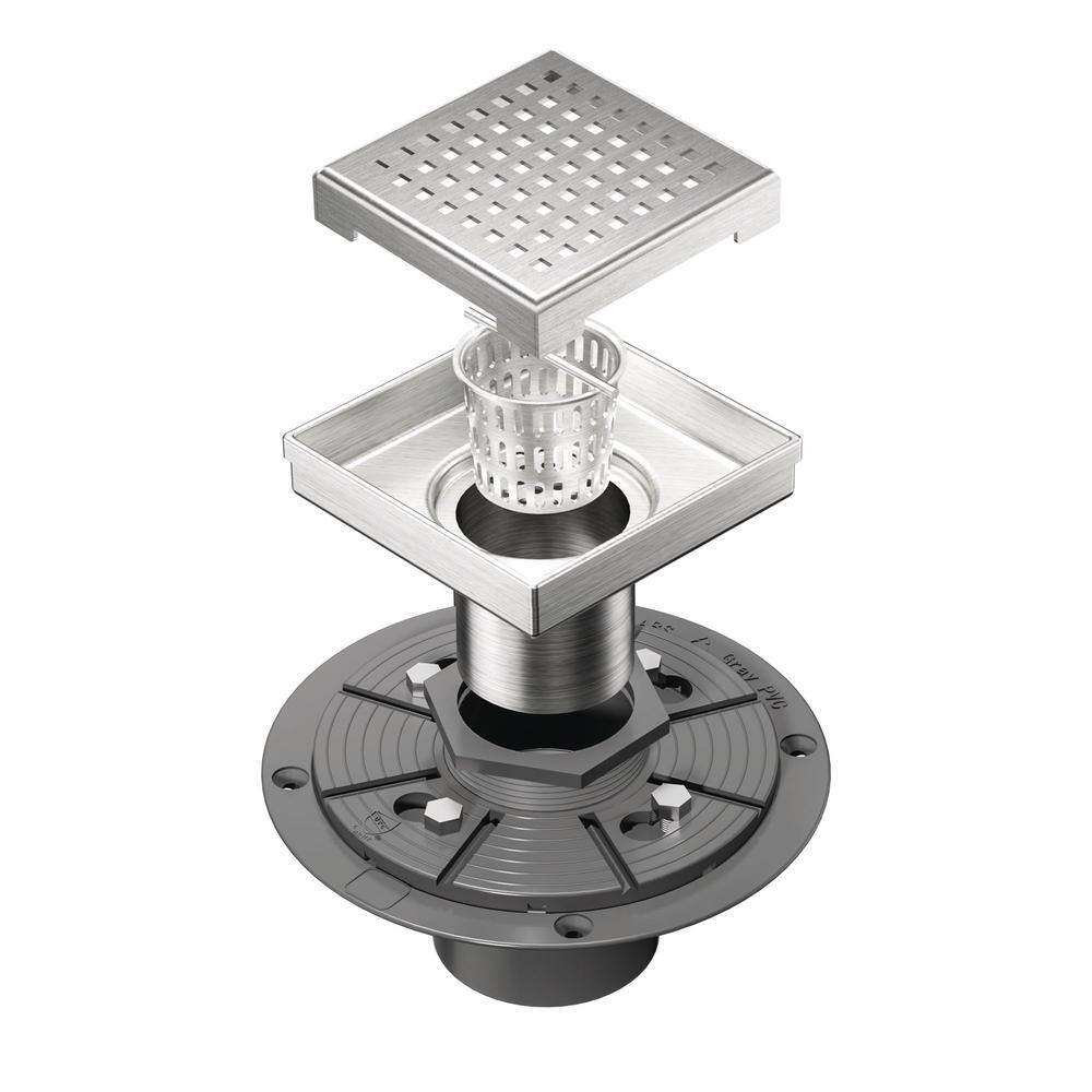 Neodrain 4 in. x 4 in. Stainless Steel Square Shower Drain with Square ...