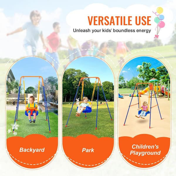 VEVOR Swing Sets for Backyard 3 in. 1 Toddler Swing Set with 4 Sandbags Foldable Metal Stand Easy to Assemble AXQQTZSL1RW07PILCV0 The Home Depot