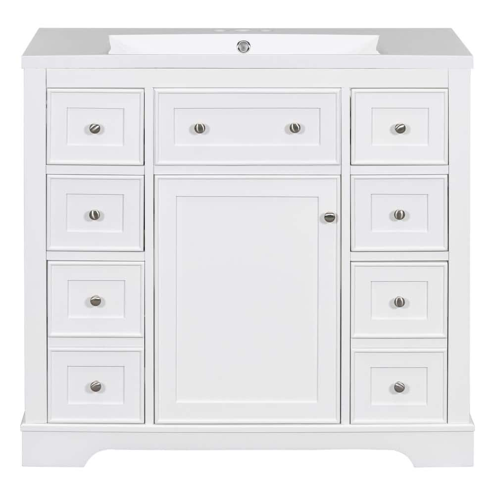 Virubi 36 In. W X 18 In. D X 34.5 In. H Bath Vanity In White With White ...