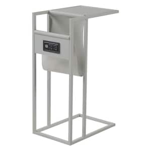 Tregal Grey/Grey End Table with 2-USB Charging Ports, 2-Outlets and Power Plug