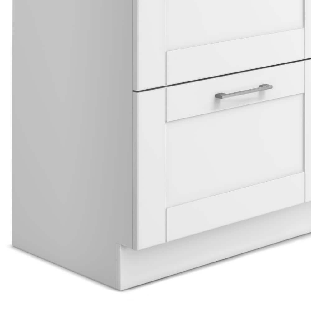 White 46 Inch Shaker Laundry Cabinet with Stainless Steel Sink
