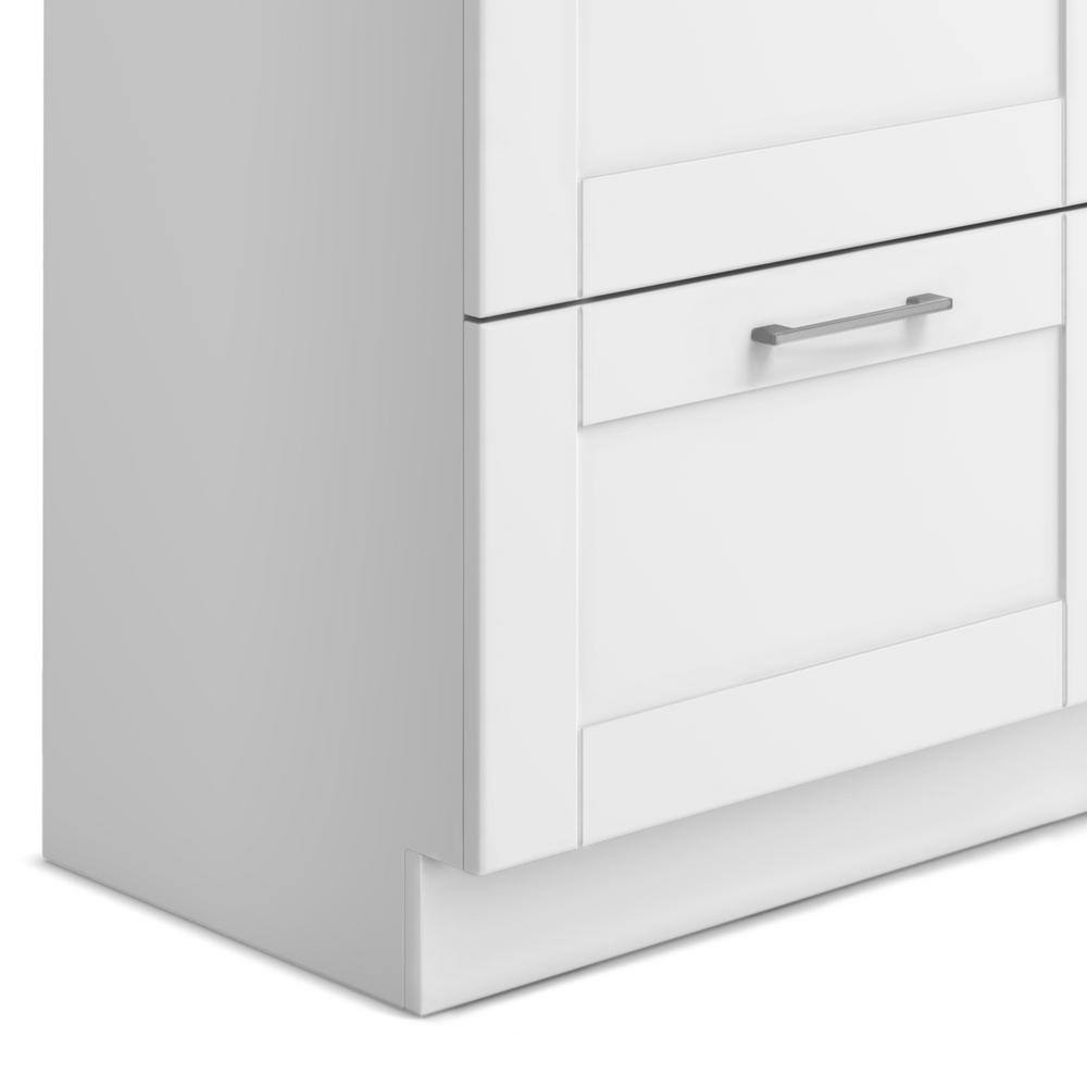 White 46 Inch Shaker Laundry Cabinet with Stainless Steel Sink