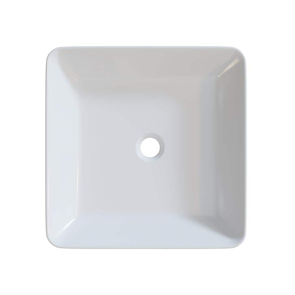 Gloss White Ceramic Square Above-Counter Vessel Sink