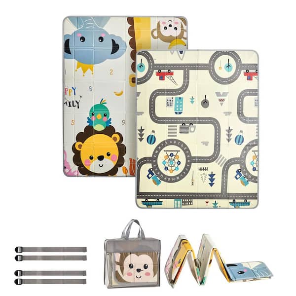 Baby Play Mat 59 in. x 71in. Baby Crawling Mat Non-Slip 1-Piece Foam Baby Playmat Foldable Portable Reversible Floor Mat