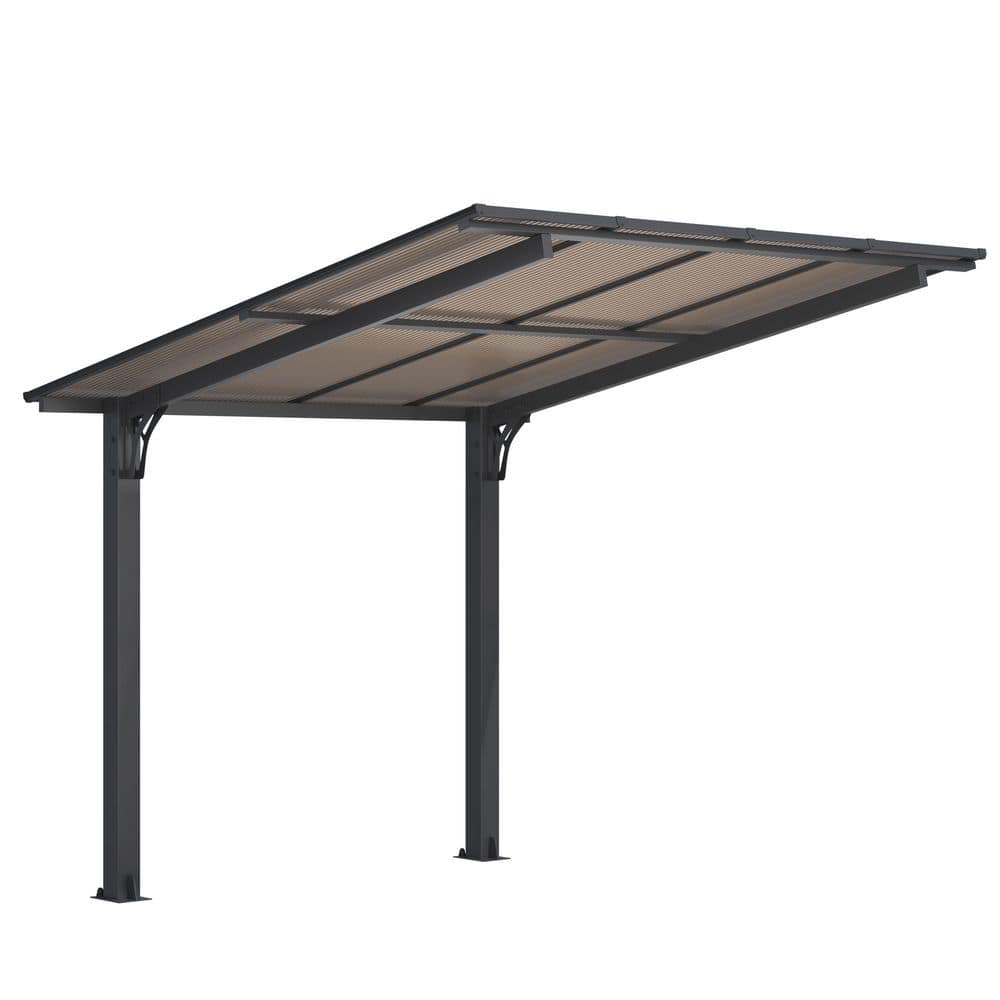 AECOJOY 8 ft. x 8 ft. Gazebo Outdoor Pergola for Patio, Freestanding Lean to Hard Top Grill Gazebo Carport with Roof