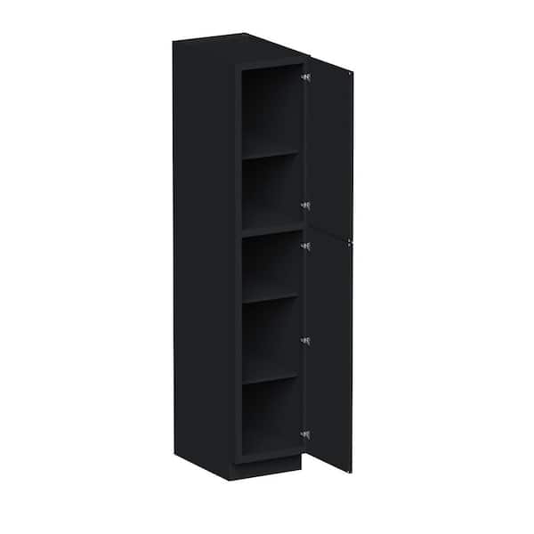 18 in W x 27 in D x 90 in H Ready to Assemble Pantry Kitchen Cabinet with 2-Door 4-Shelf in Black