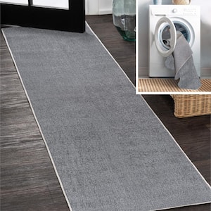 Twyla Classic Solid Low-Pile Machine-Washable Gray 2 ft. x 8 ft. Runner Rug